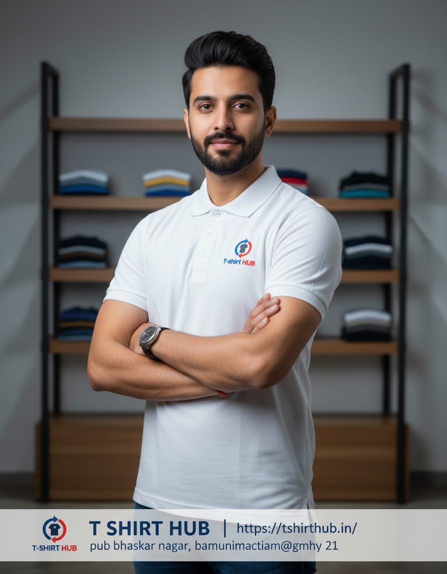 T-SHIRT HUB Exclusive brand Regular Fit T-Shirt for Men | Premium Super Combed Rich 100% Cotton Polo neck white  T Shirt | Men's Ultra Soft Half Sleeve T-Shirt(YKTHPMW2603)