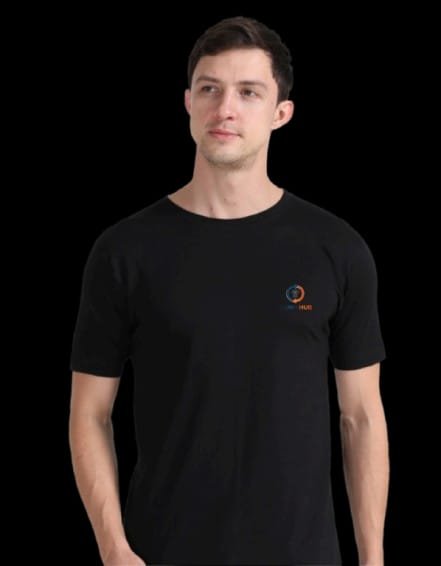 T-SHIRT HUB Exclusive brand Regular Fit T-Shirt for Men | Premium Super Combed Rich 100% Cotton Round neck Black  T Shirt | Men's Ultra Soft Half Sleeve T-Shirt(YKTHRLB2604)