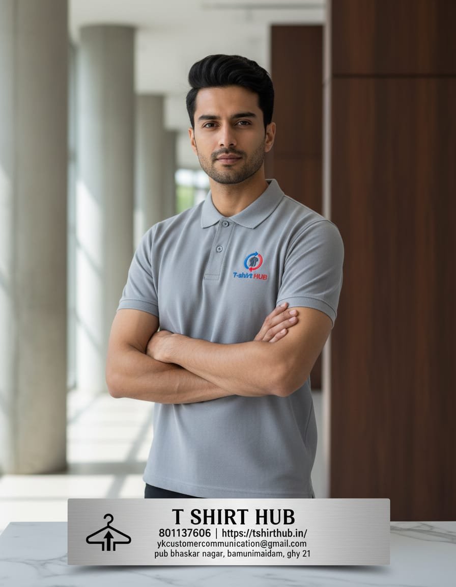 T-SHIRT HUB Exclusive brand Regular Fit T-Shirt for Men | Premium Super Combed Rich 100% Cotton Polo neck grey  T Shirt | Men's Ultra Soft Half Sleeve T-Shirt(YKTHPMG2607)